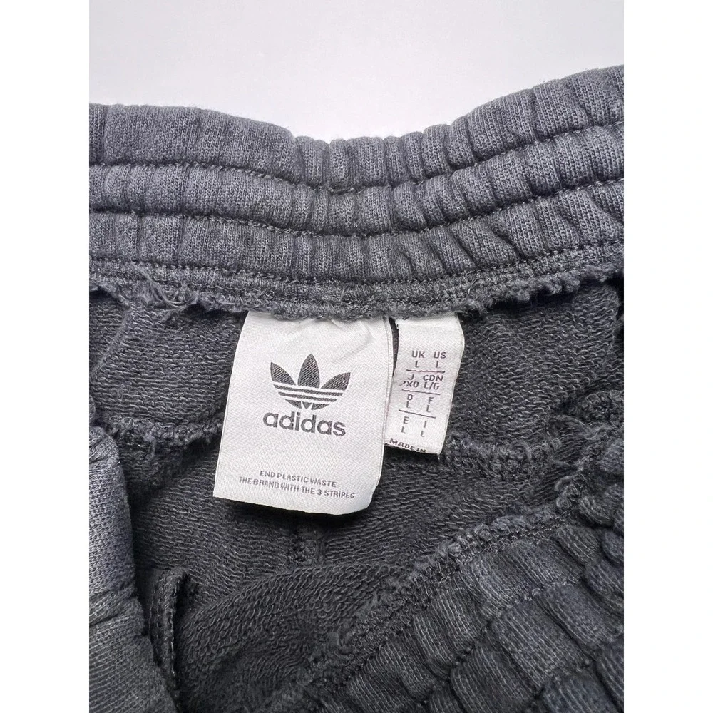 Adidas Joggers Mens Large Black Double Trefoil Logo Tapered Sweatpants 0850